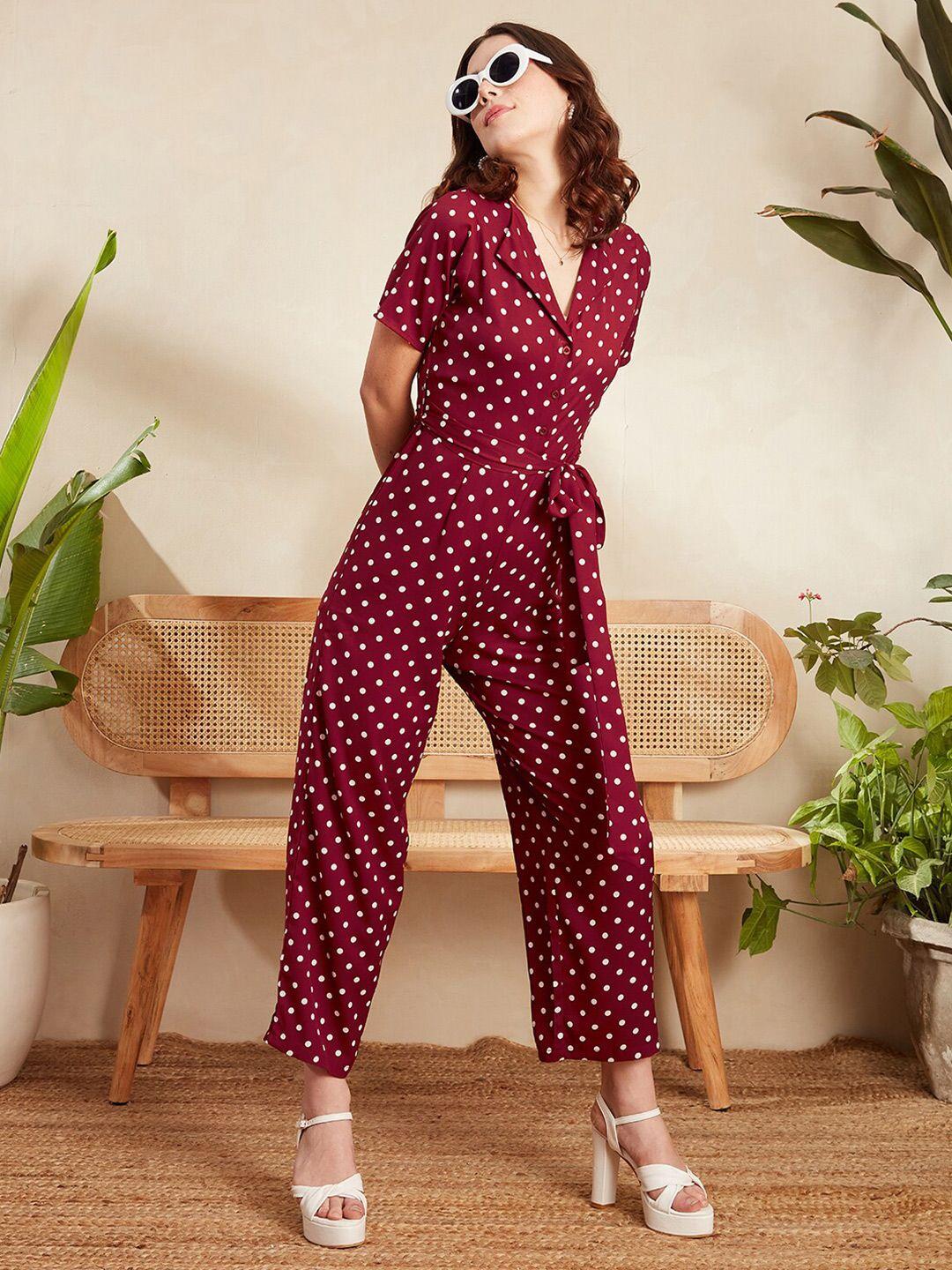 berrylush polka dot printed basic jumpsuit