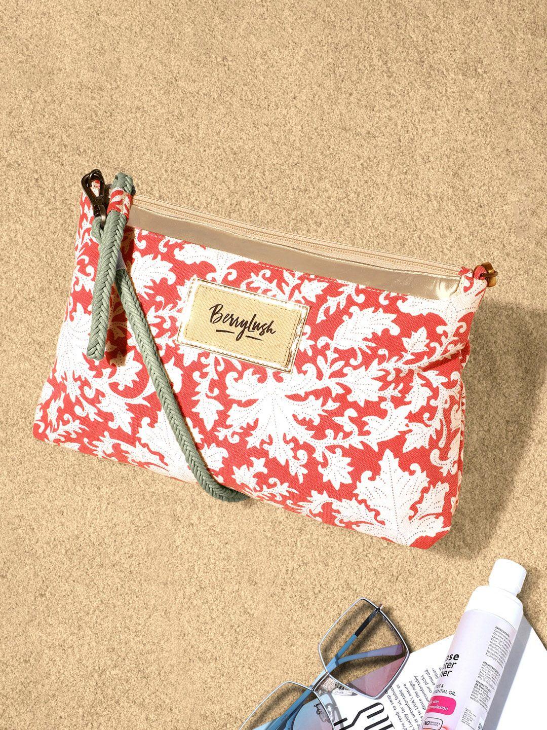 berrylush red floral printed structured sling bag