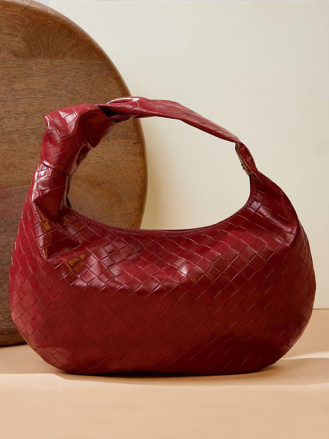 berrylush red textured handheld bag