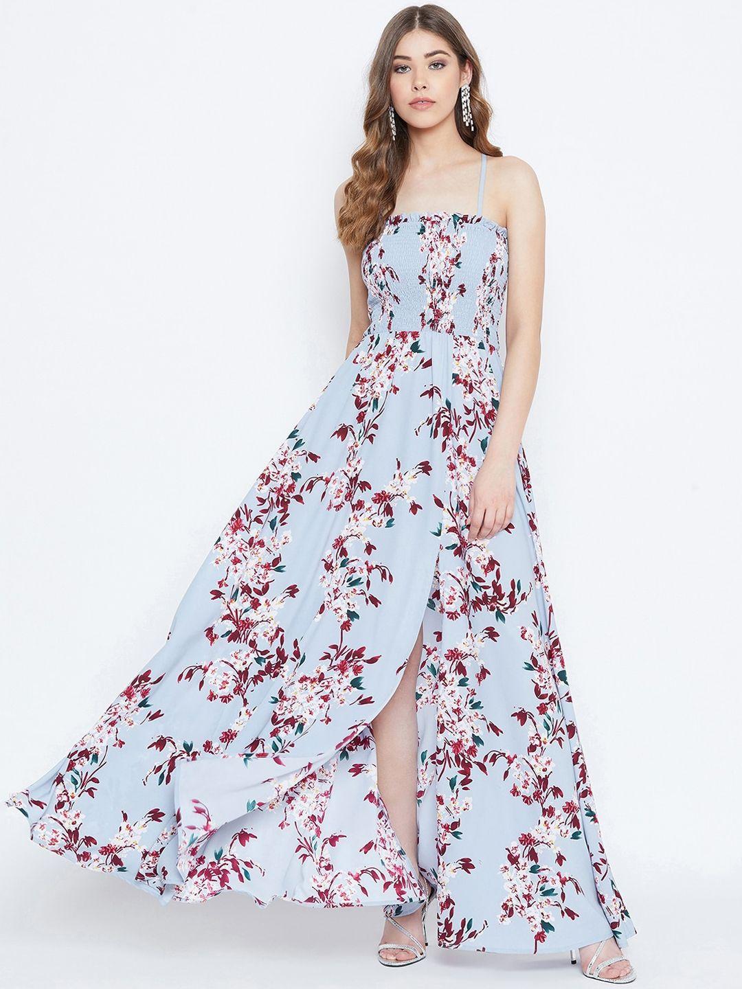 berrylush women blue floral printed maxi dress