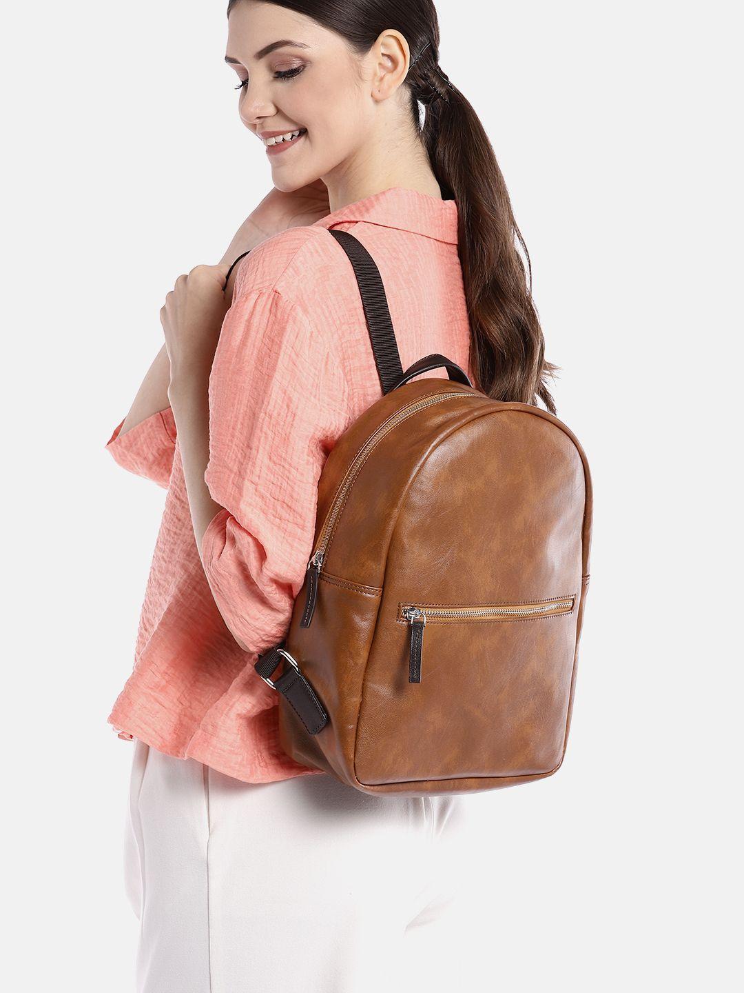 berrylush women brown solid backpack