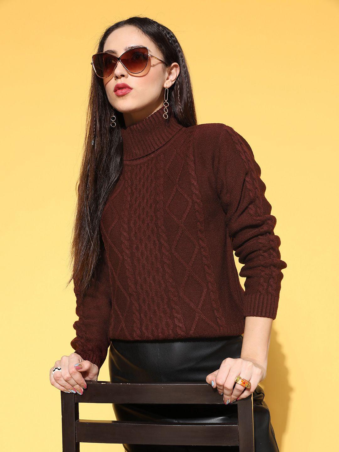 berrylush women maroon quirky pullover