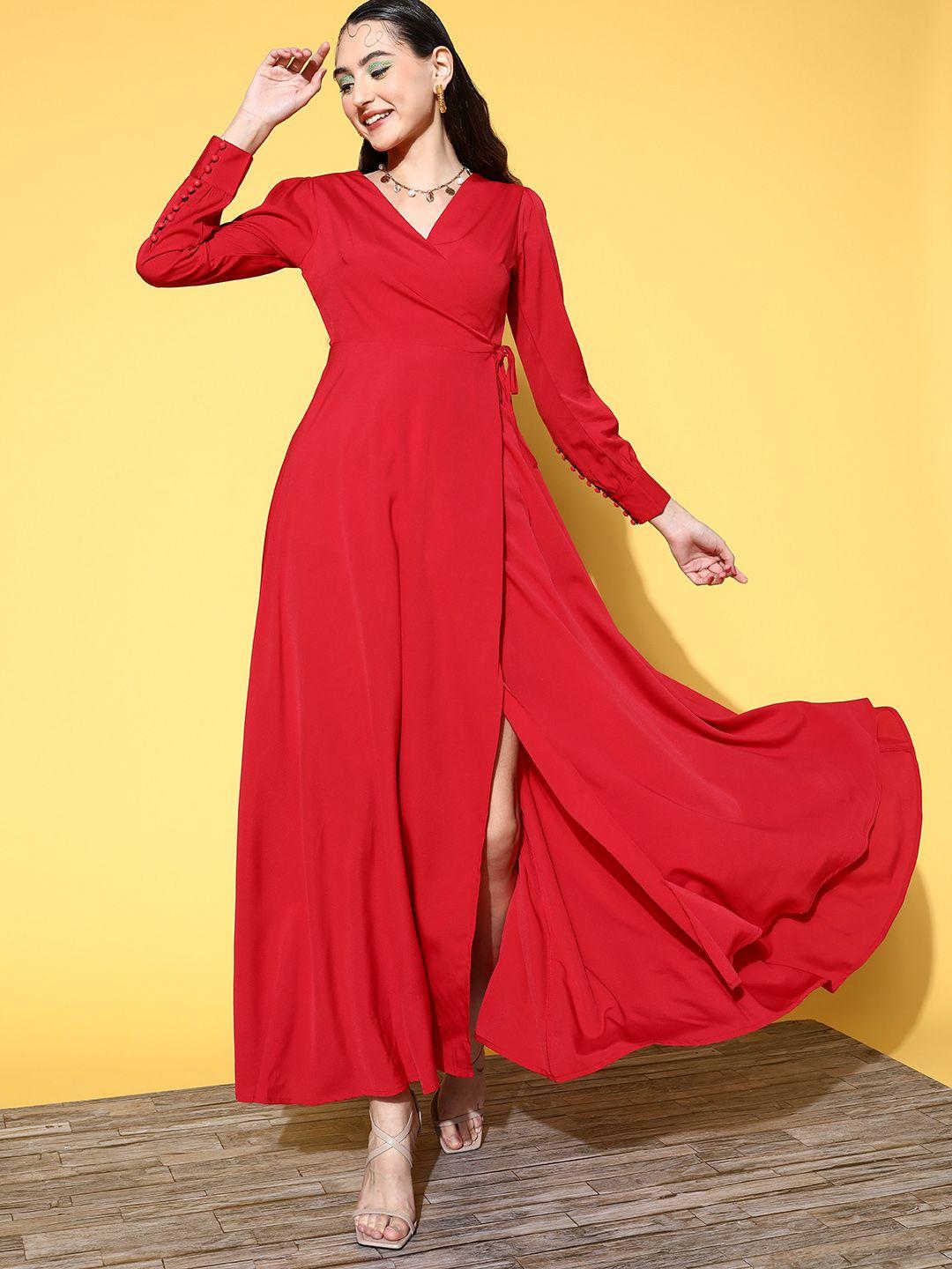berrylush women red solid vacay attire