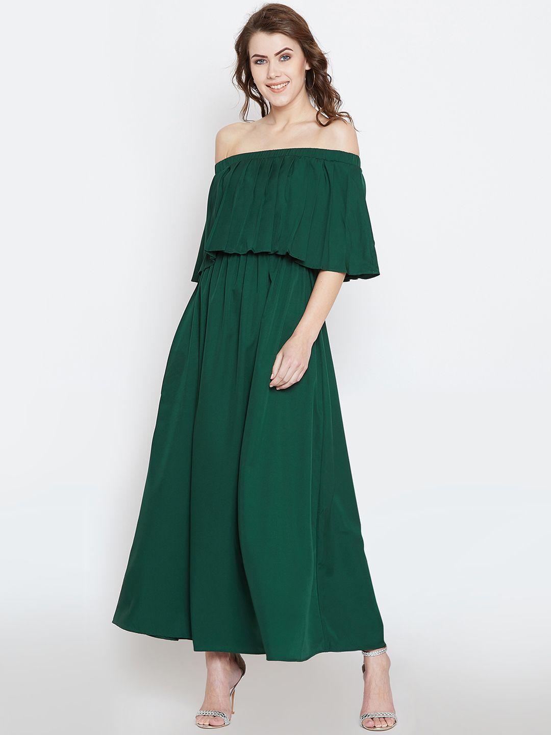 berrylush women solid green maxi dress