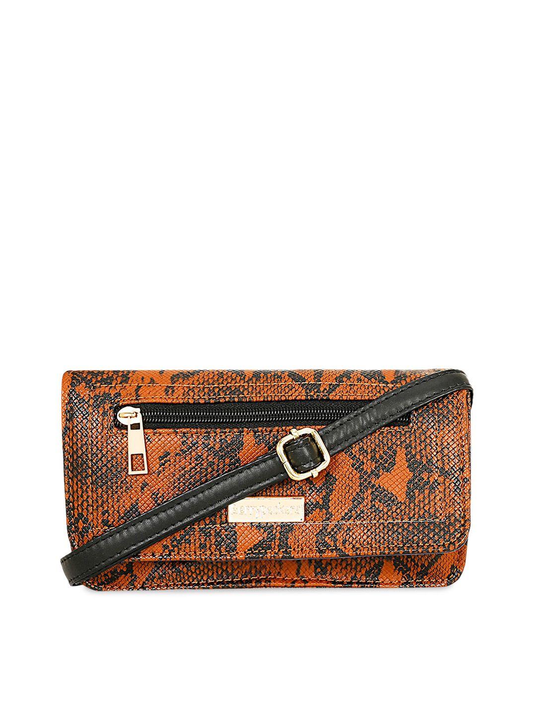 berrypeckers tan printed structured sling bag