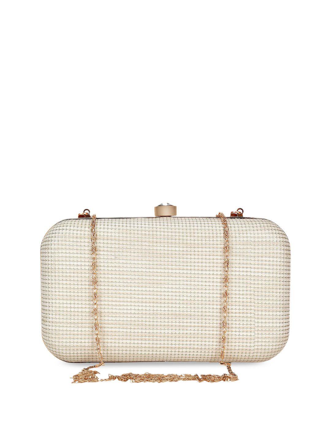 berrypeckers women cream coloured textured clutch