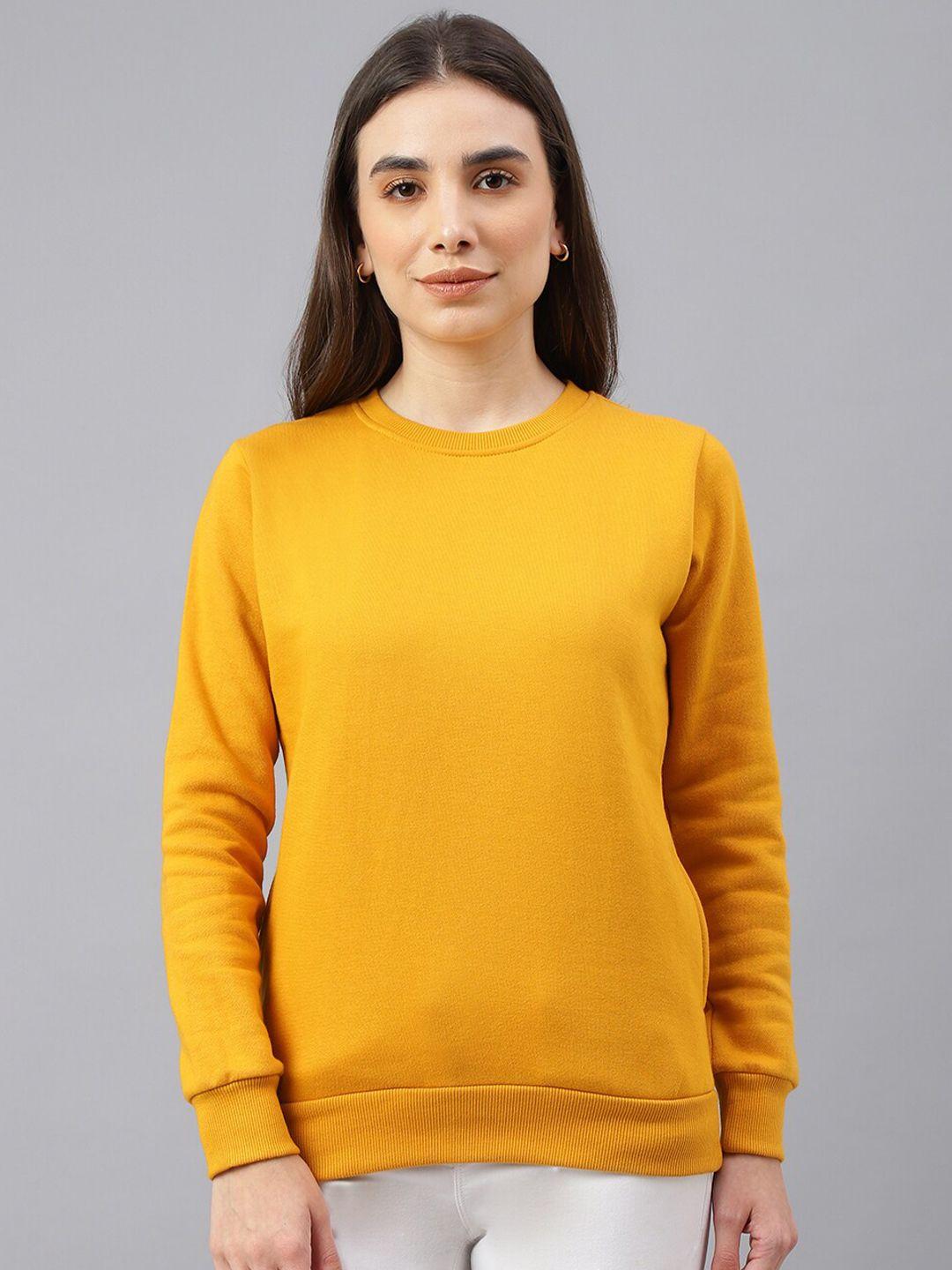 besimple women solid cotton round neck sweatshirt