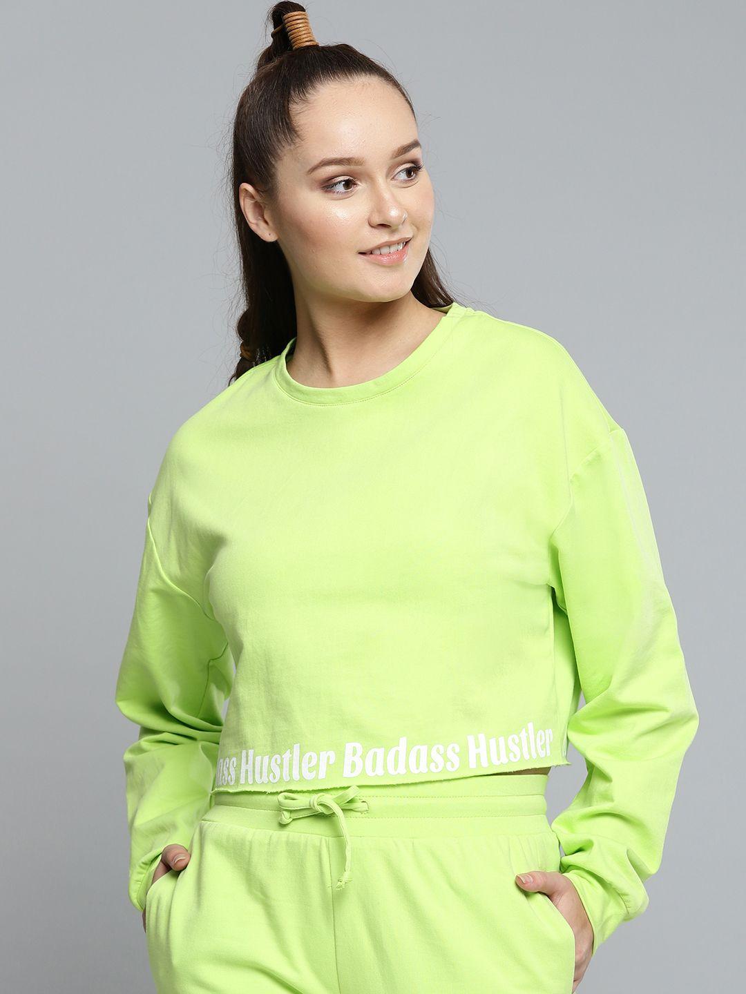 besiva women fluorescent green printed detail sweatshirt