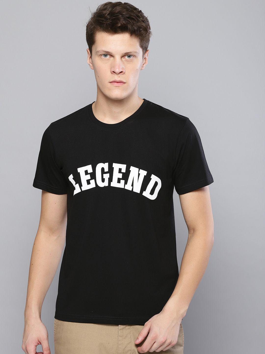 besiva men black & white printed round neck t-shirt