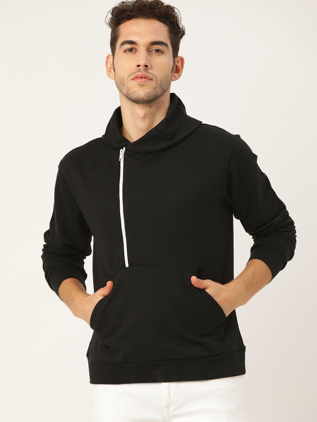 besiva men black solid zip detail sweatshirt