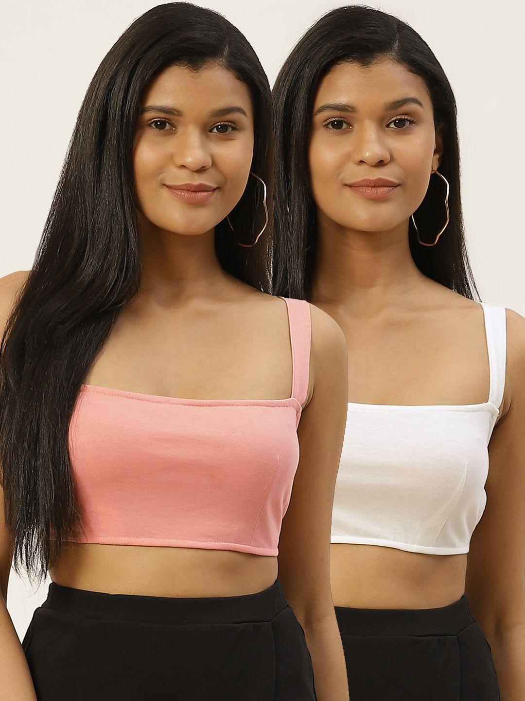 besiva pack of 2 solid crop styled back tops