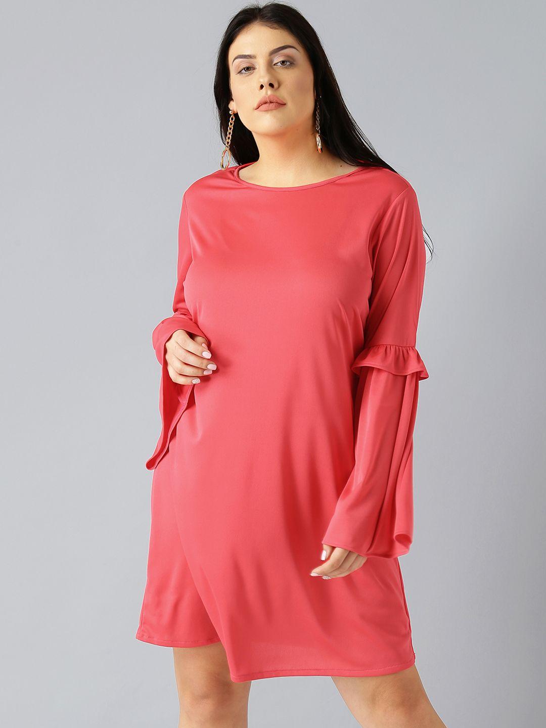 besiva women pink solid a-line dress