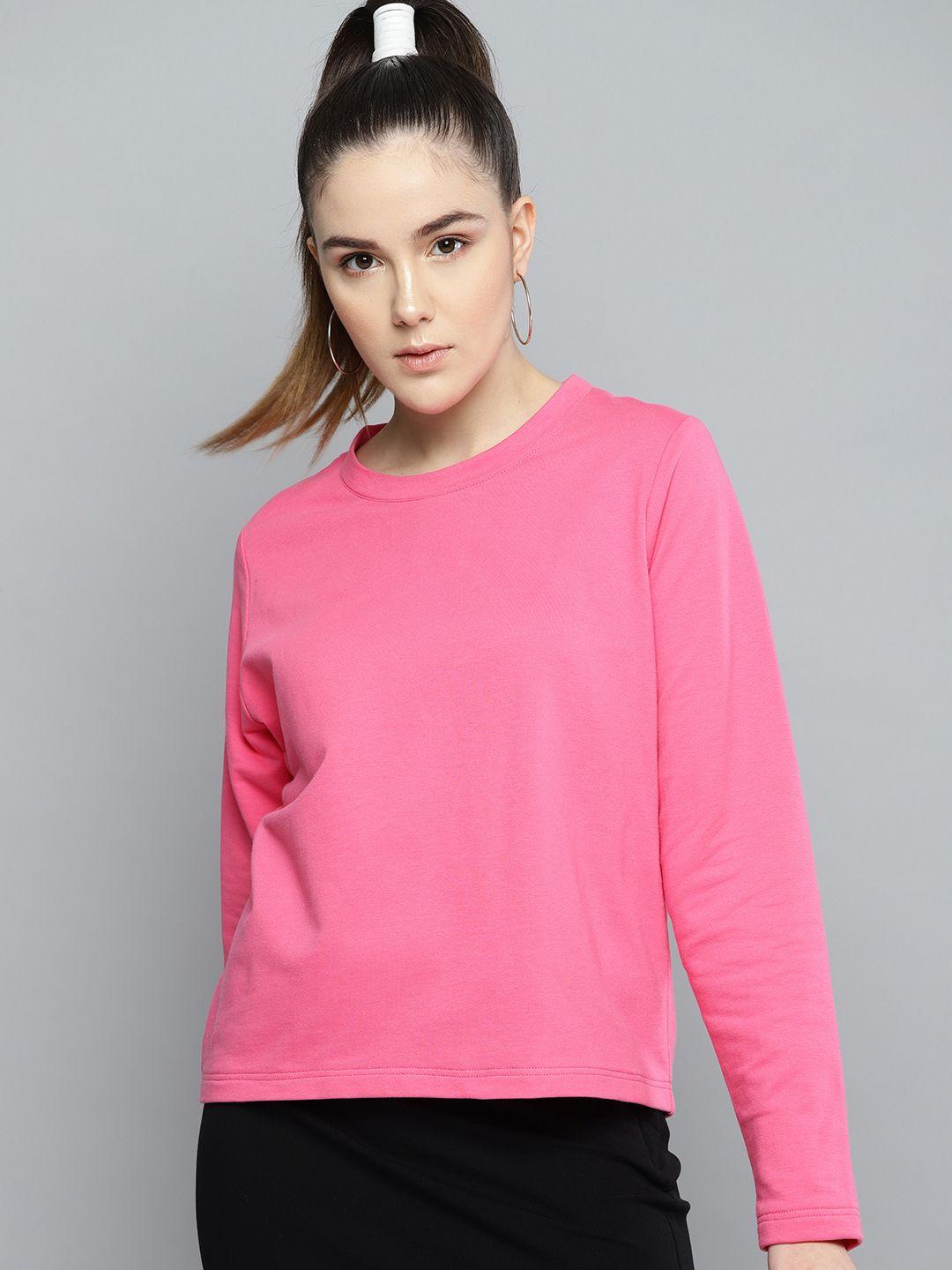 besiva women pink solid sweatshirt