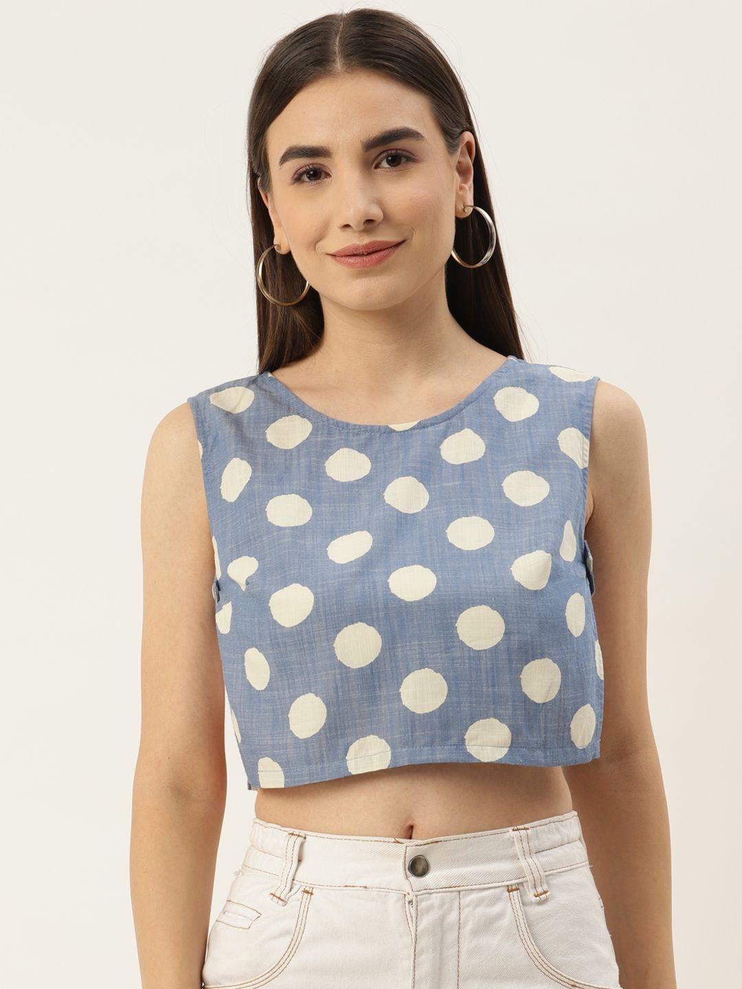 besiva women polka dots side detail crop top