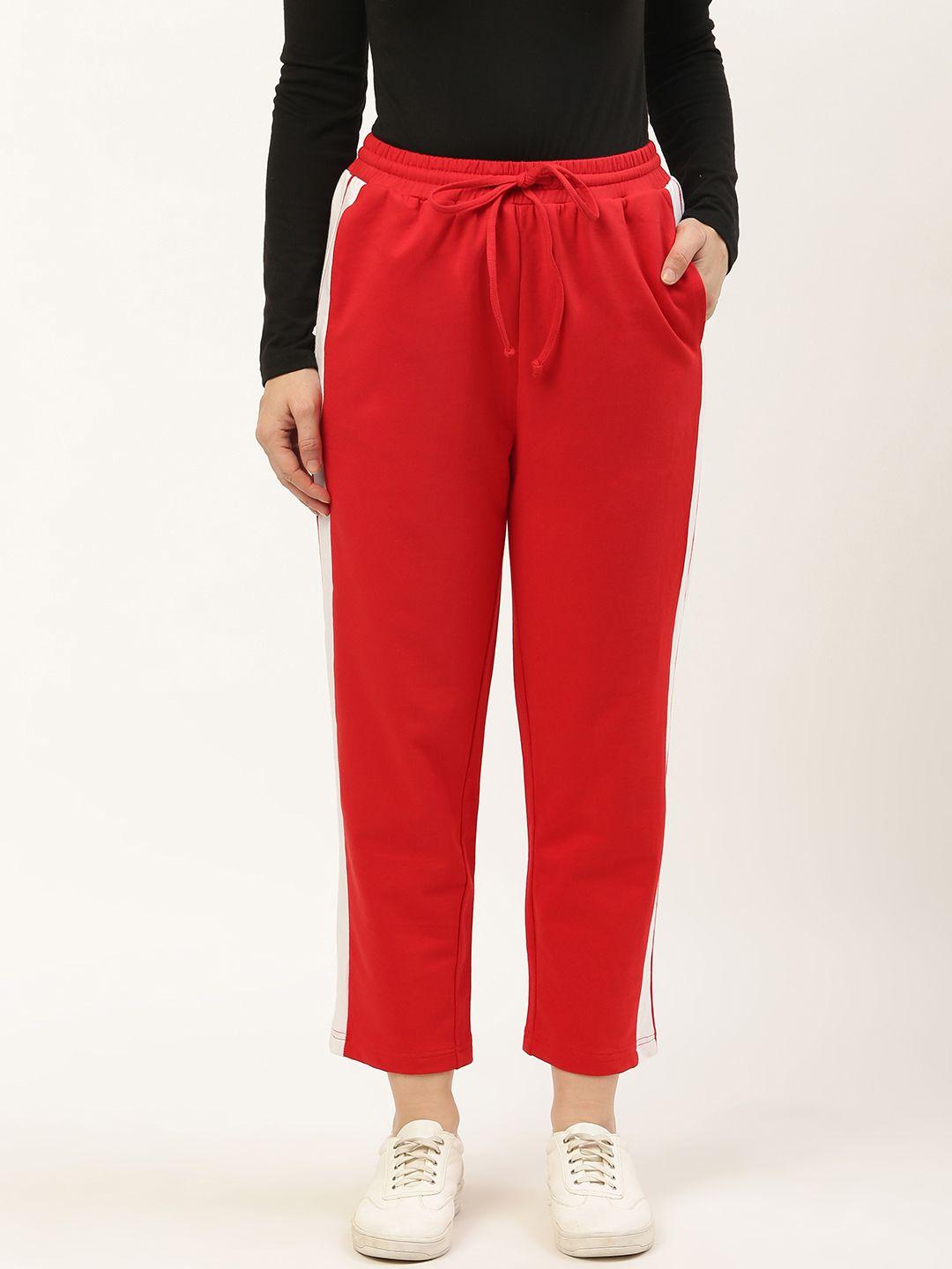 besiva women red solid track pants