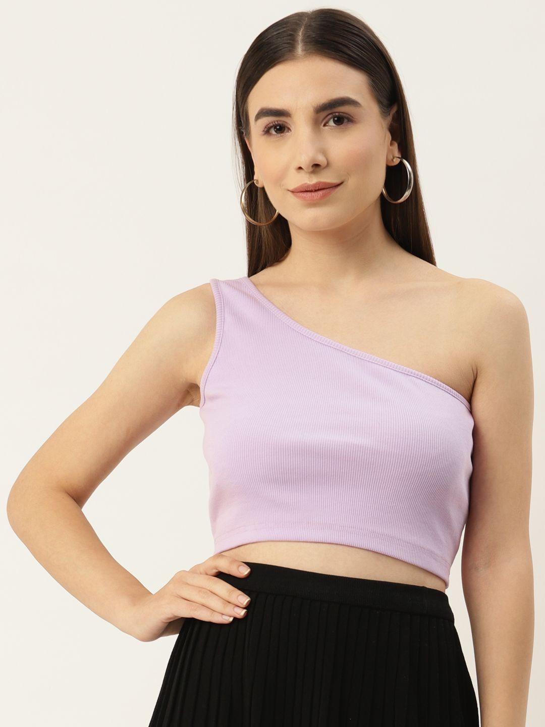 besiva women ribbed sleeveless one shoulder crop top