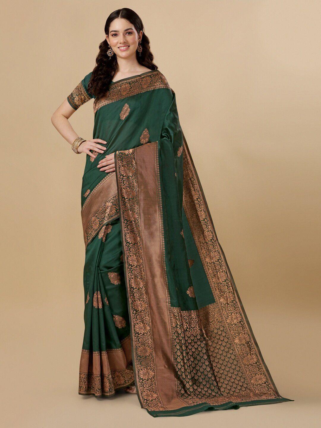 besucher ethnic motif woven design zari silk blend kanjeevaram saree