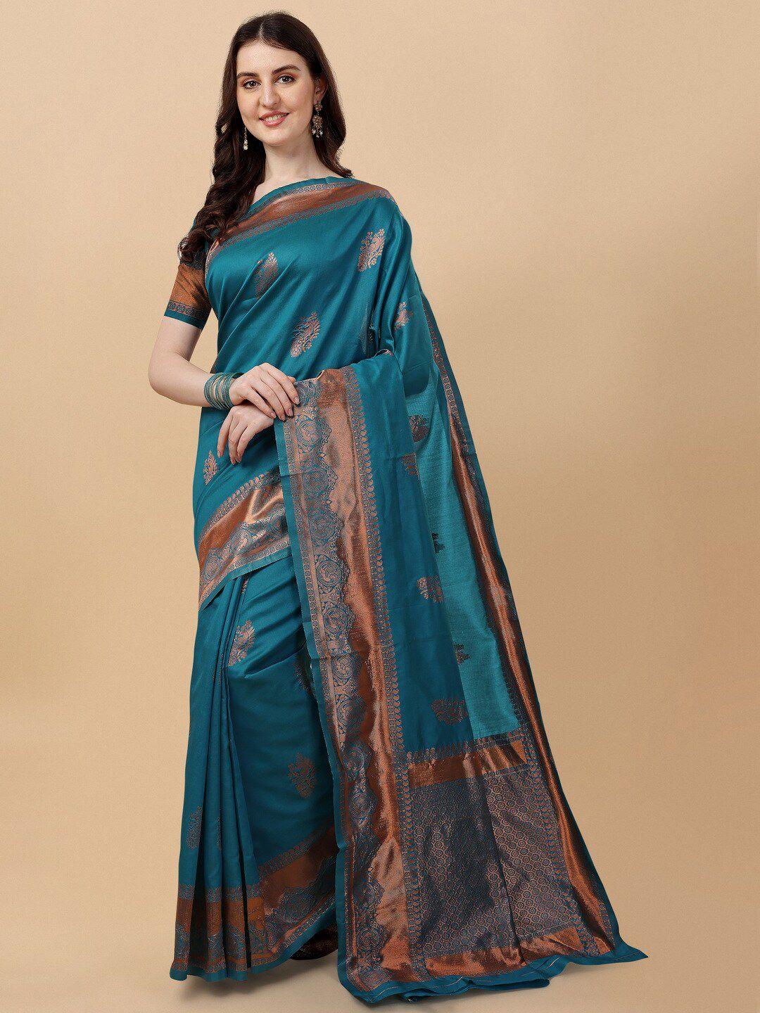 besucher woven design zari silk blend kanjeevaram saree