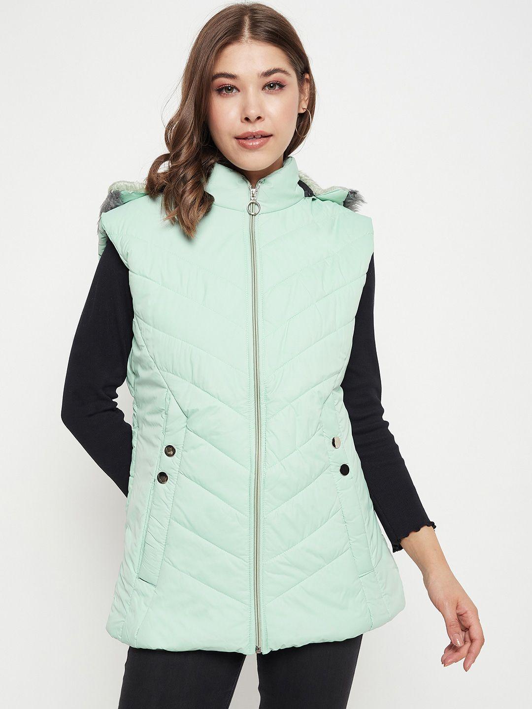 better think sleeveless hooded faux fur trim lightweight padded jacket