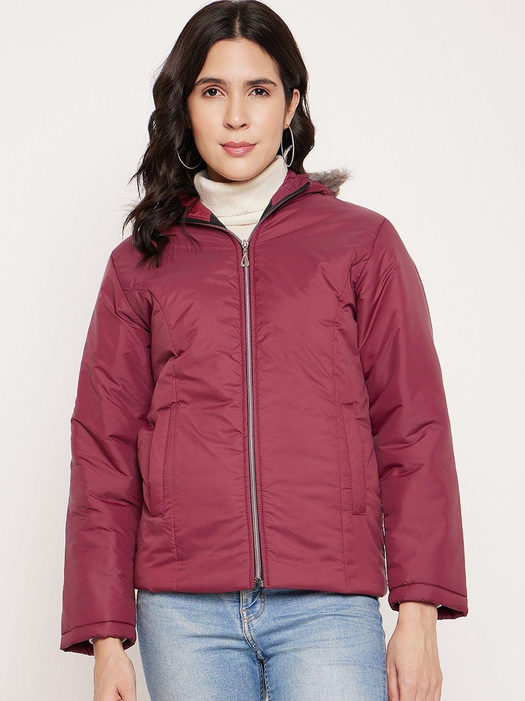 better think women maroon windcheater and water resistant padded jacket