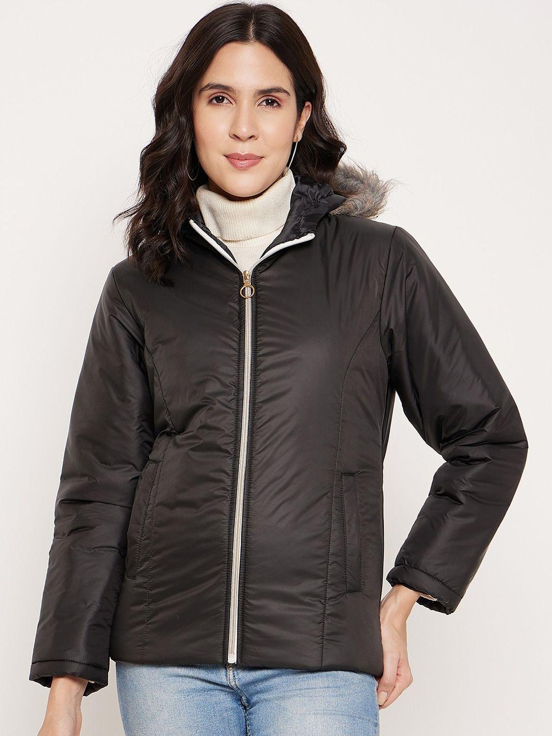 better think women black windcheater and water resistant parka jacket