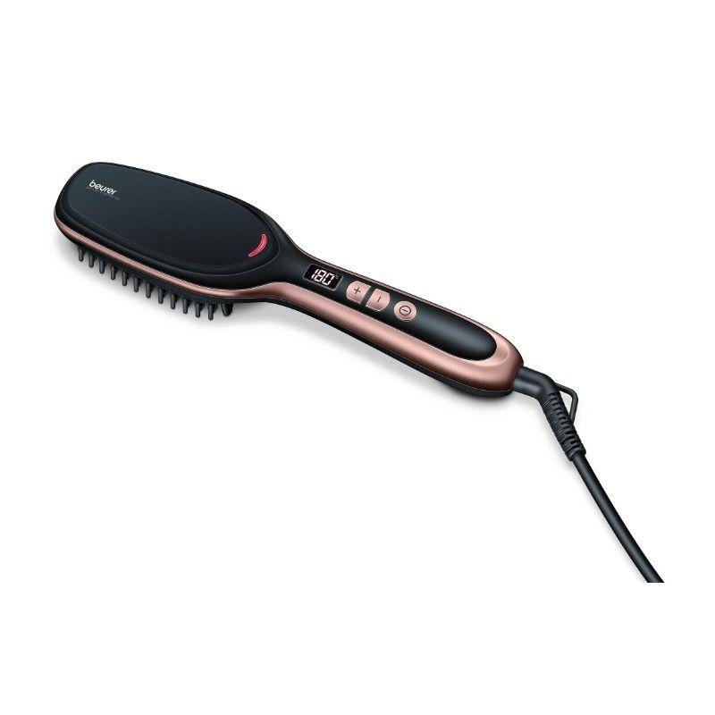 beurer hs 60 hair straightener brush with led display 3 years warranty, black