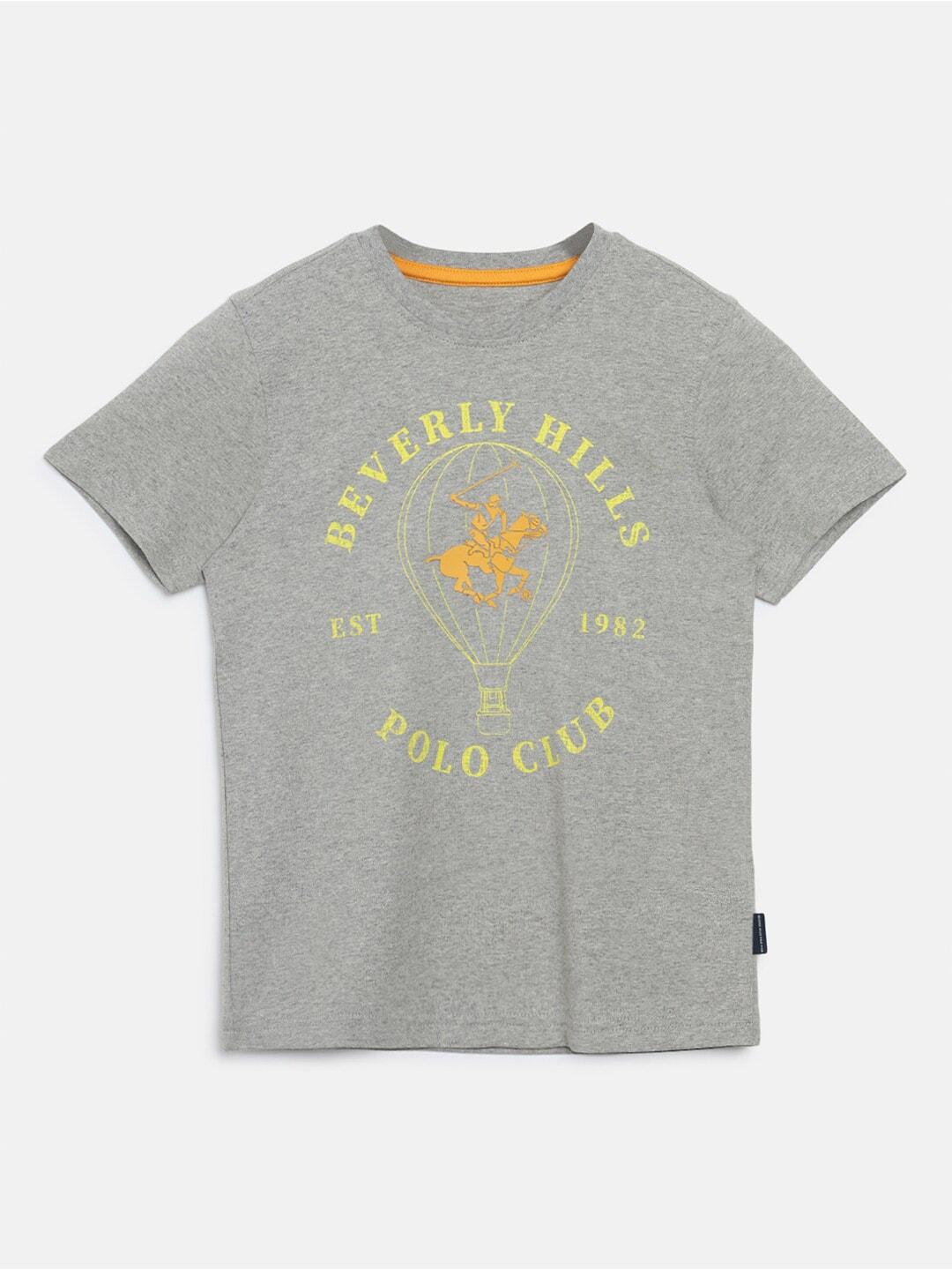 beverly hills polo club boys grey typography pure printed t-shirt