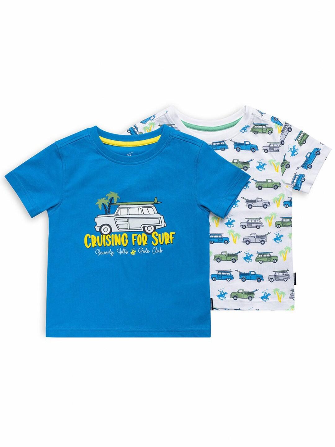 beverly hills polo club boys multicoloured 2 printed applique t-shirt