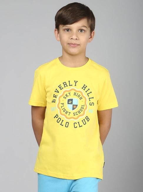 beverly hills polo club kids yellow printed t-shirt