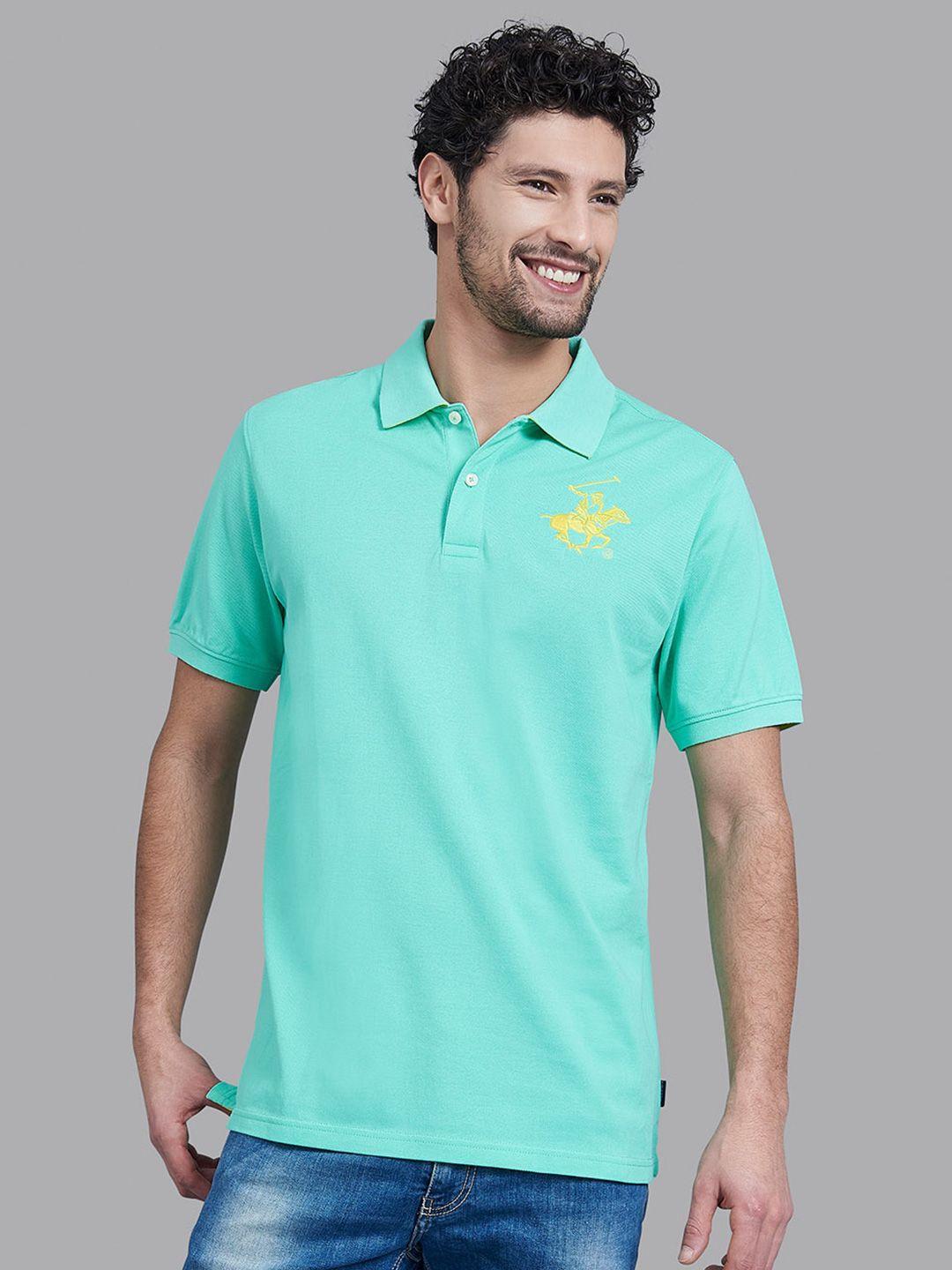 beverly hills polo club men green polo collar t-shirt