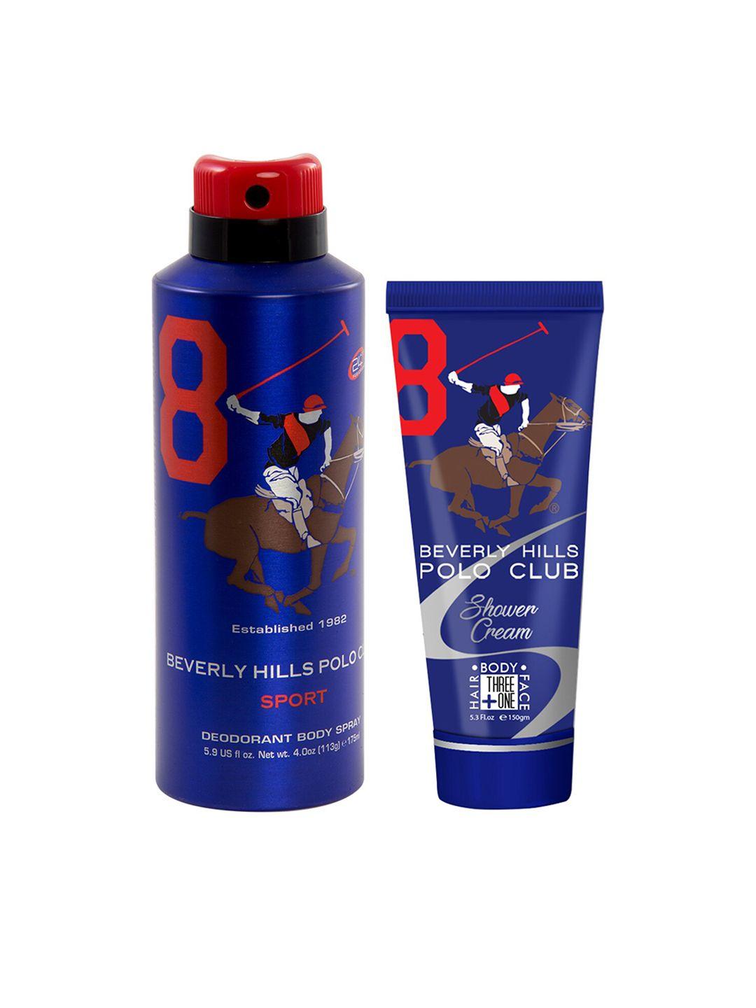 beverly hills polo club men no. 8 sport gift set - deodorant 175ml + shower cream 150ml