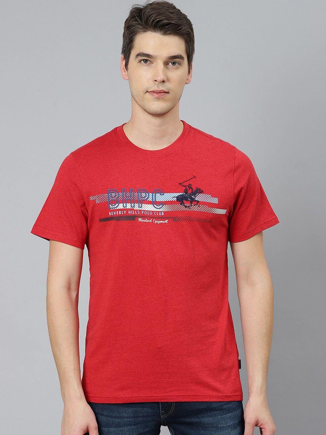 beverly hills polo club men red typography printed cotton t-shirt