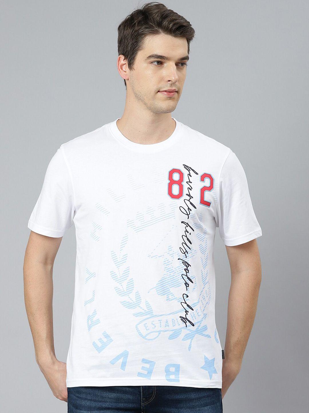 beverly hills polo club men white typography printed t-shirt