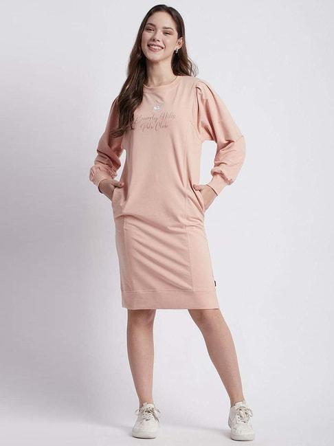 beverly hills polo club pink embroidered a-line dress