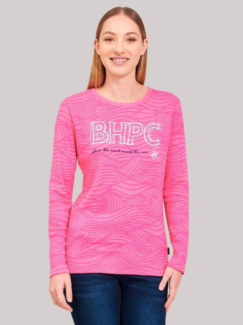 beverly hills polo club pink graphic print t-shirt