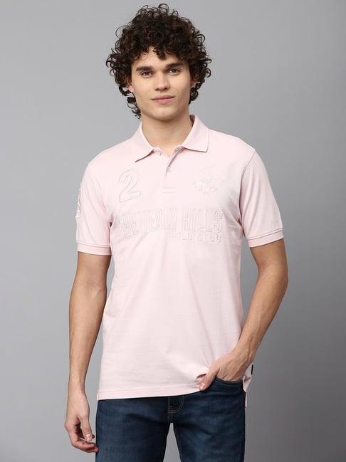 beverly hills polo club pink regular fit cotton polo t-shirt