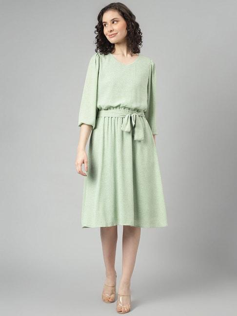 beverly hills polo club pista green printed a-line dress
