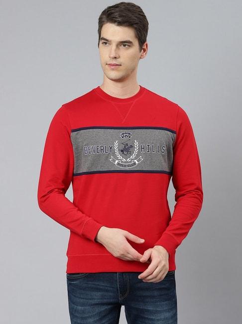 beverly hills polo club red embroidered sweater