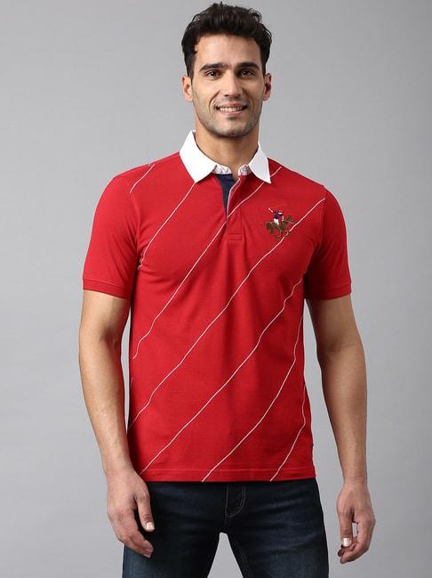 beverly hills polo club red regular fit cotton polo t-shirt