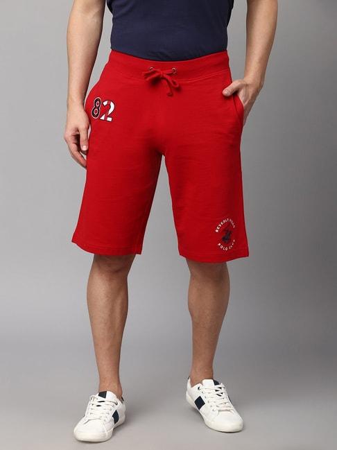 beverly hills polo club red regular fit cotton shorts