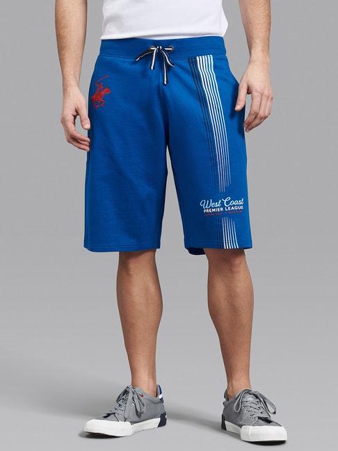 beverly hills polo club royal blue cotton regular fit printed shorts