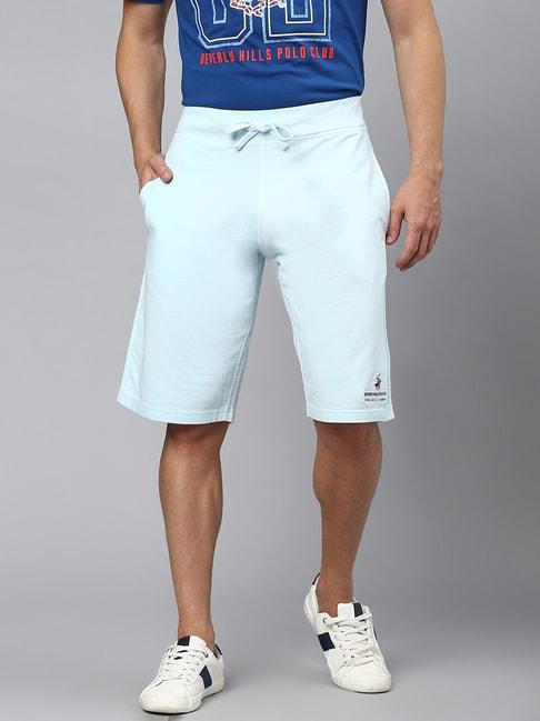 beverly hills polo club sky blue regular fit cotton shorts