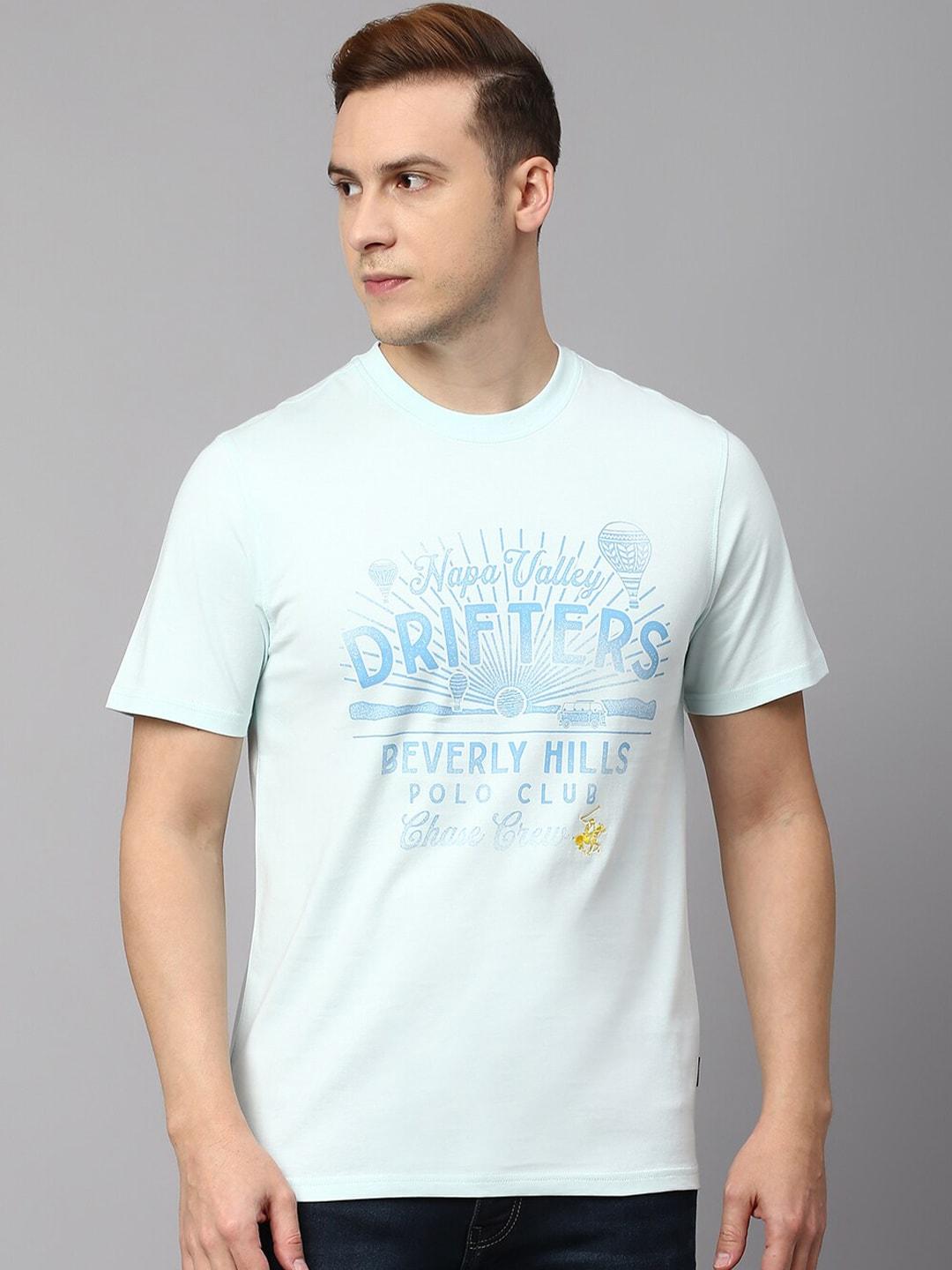 beverly hills polo club typography printed pure cotton slim fit t-shirt