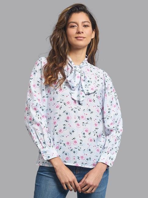 beverly hills polo club white floral print top