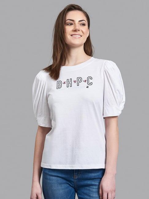 beverly hills polo club white graphic print top