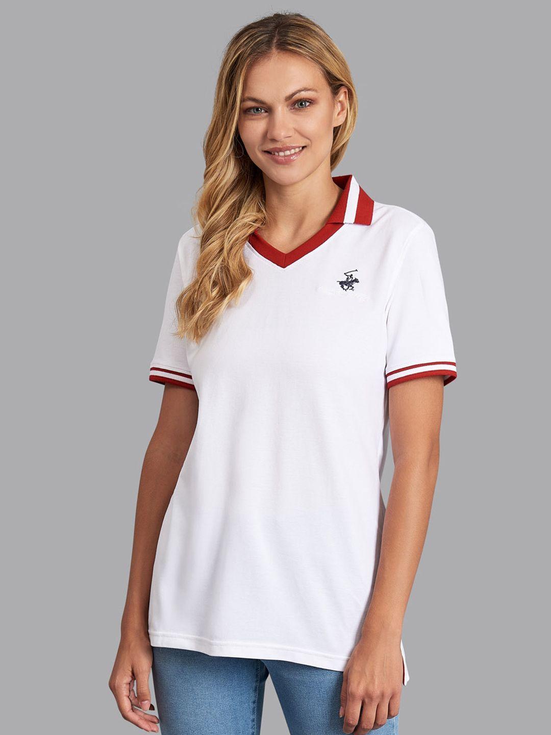 beverly hills polo club women white v-neck t-shirt