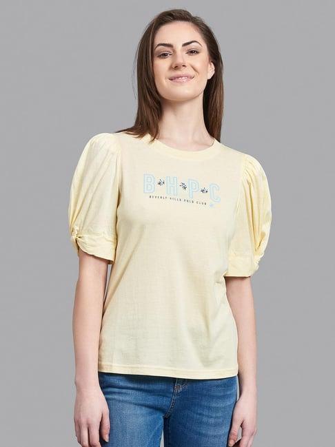 beverly hills polo club yellow graphic print top