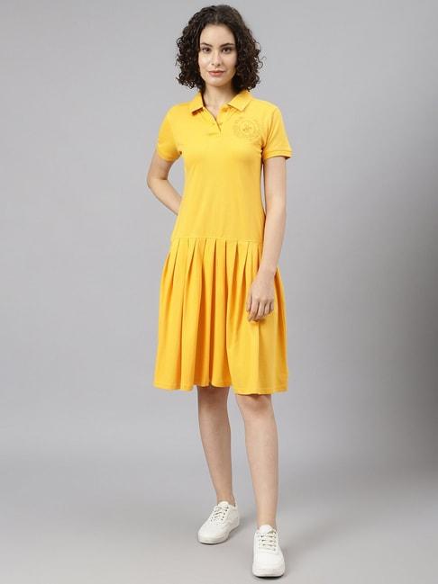 beverly hills polo club yellow logo a-line dress