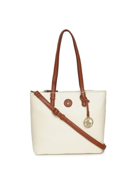 beverly hills polo club beige small tote bag