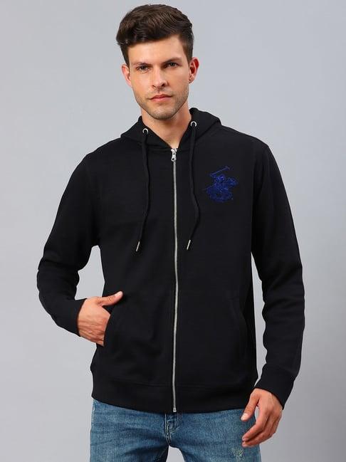 beverly hills polo club black full sleeves hooded sweatshirt